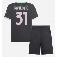 Maglia Calcio AC Milan Strahinja Pavlovic #31 Terza Divisa Bambino 2024-25 Manica Corta (+ pantaloncini)